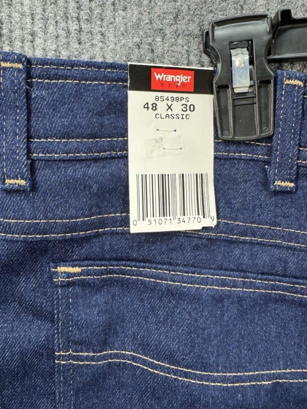 Vintage Wrangler Hero Jeans Mens 48x30 Blue Dark Wash Stretch USA 85498PS NEW - Picture 3 of 11